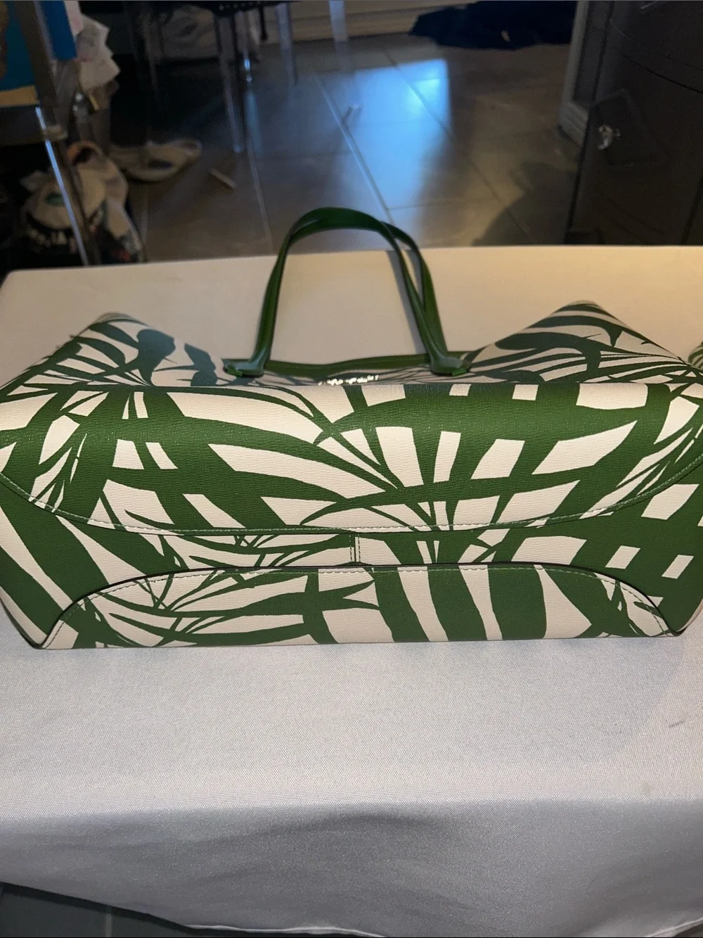 Kate Spade Palm Fronds SET Large Tote, Wedge Slides sz 7, & Apple Watch Band EUC